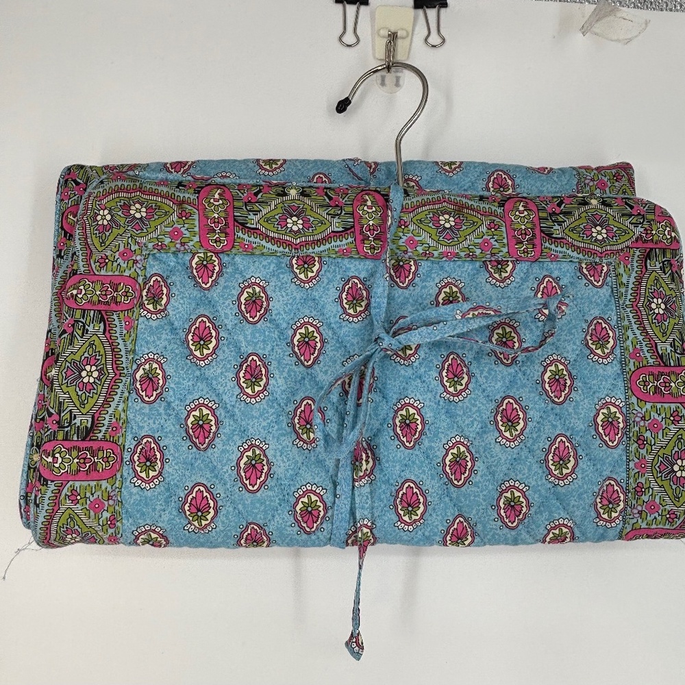Americana by Sharif Womens Hanging Toiletry Travel Jewelry Case Blue Pink Floral